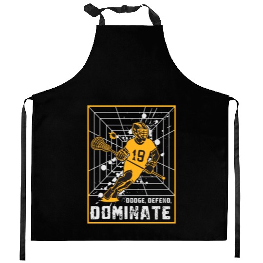 Dodge, Defend, Dominate Lacrosse Gift Kitchen Aprons