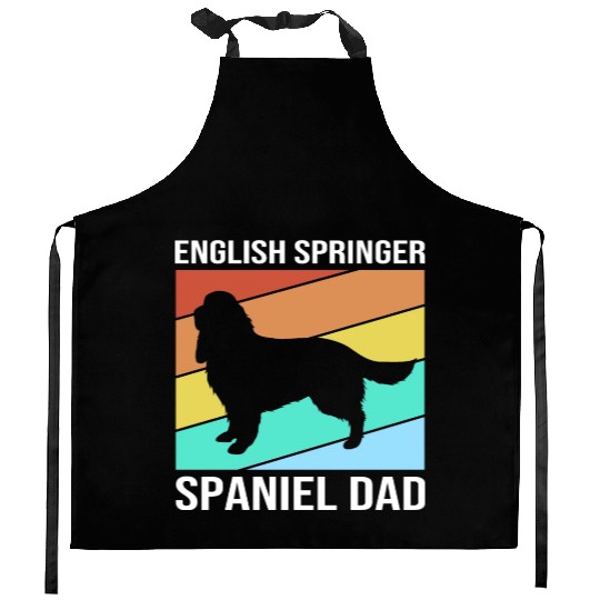 Retro Dog Fathers Day English Springer Spaniel Dad Kitchen Aprons