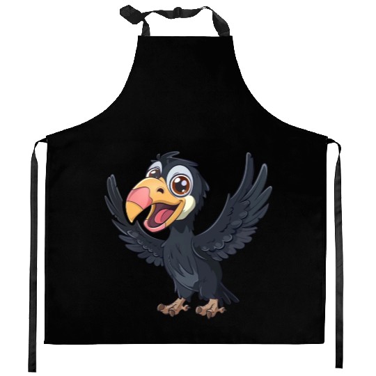 Joyful California Condor Cartoon Character Kitchen Aprons