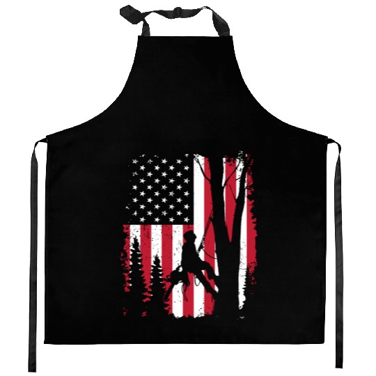 American Flag Arborist For Men Cool Tree Lover Kitchen Aprons
