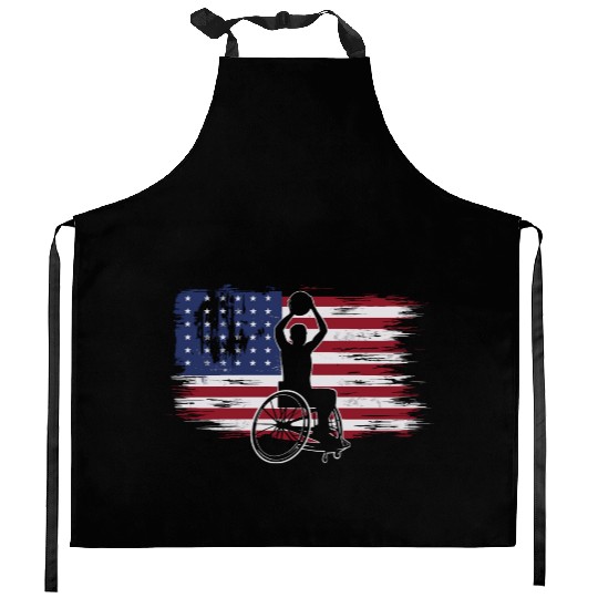 US Flag Wheelchair Basketball Kitchen Aprons