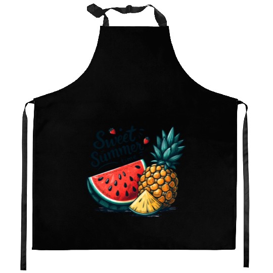 Sweet Summer Time Watermelon and Pineapple Kitchen Aprons