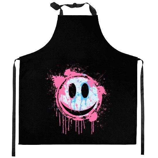 Graffiti Smiley Face - Urban Street Art Kitchen Aprons
