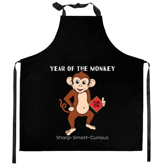 Year Of Monkey Cute Zodiac Chinese New Year Kitchen Aprons