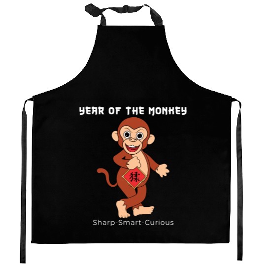 Year Of The Monkey Cute Zodiac Chinese New Year Kitchen Aprons