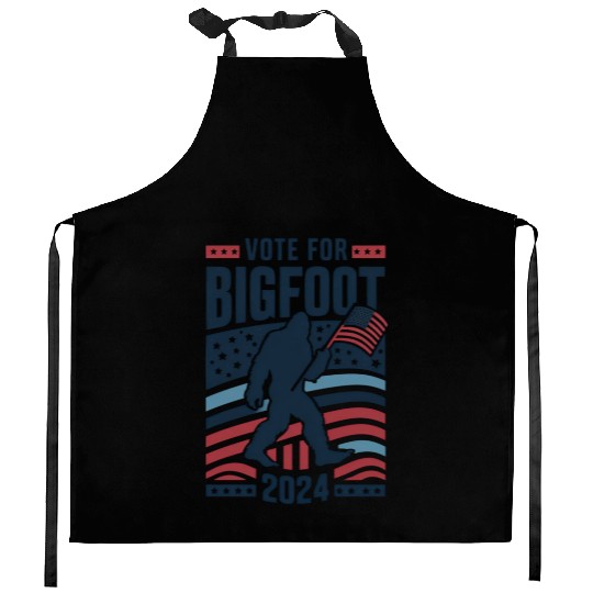 Vote For Bigfoot 2024 Funny Sasquatch Election Kitchen Aprons
