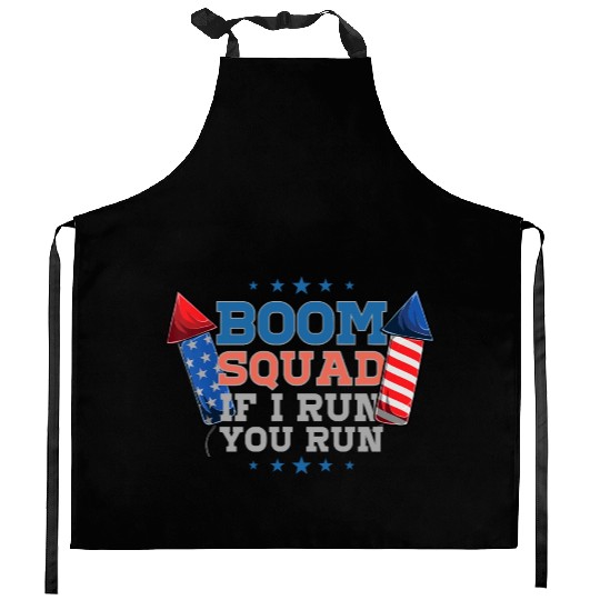 BOOM SQUAD Fireworks Director 4th of July Kitchen Aprons