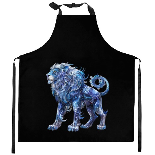 Celestial Lion Images, Mystical Lion, Night sky Kitchen Aprons