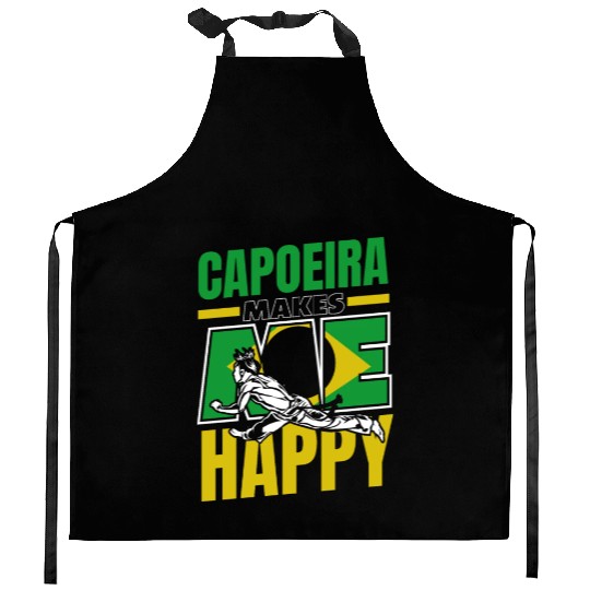 Capoeira Makes Me Happy Capoeirista Ginga Dance Kitchen Aprons