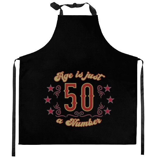 50th birthday vintage just one number Kitchen Aprons