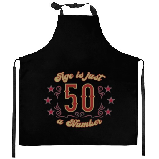 50th birthday vintage just one number Kitchen Aprons