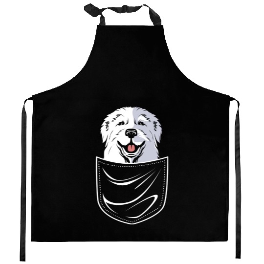 Dog In A Pocket Pet Lover Cute Great Pyrenees Kitchen Aprons