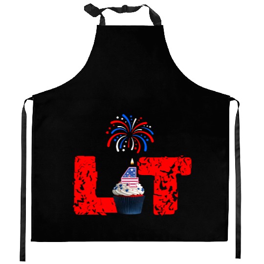 LIT 4th July Independence Day cupcake & firework Kitchen Aprons