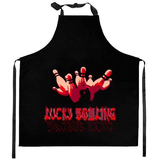 Toon red lucky bowling Ball cracker Kitchen Aprons