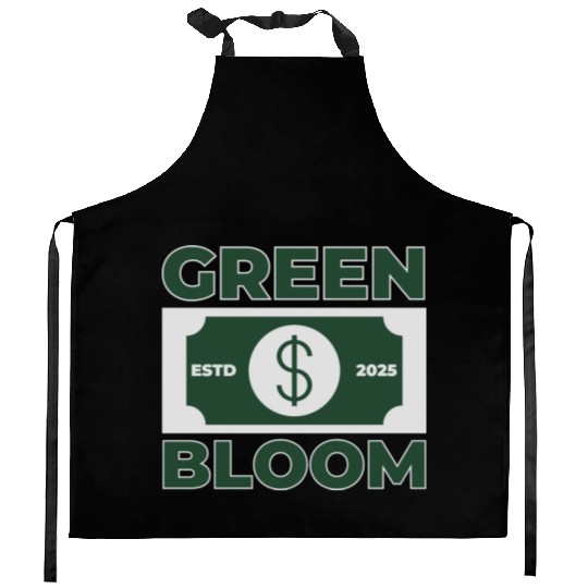 Green Bloom Money Rich Kitchen Aprons