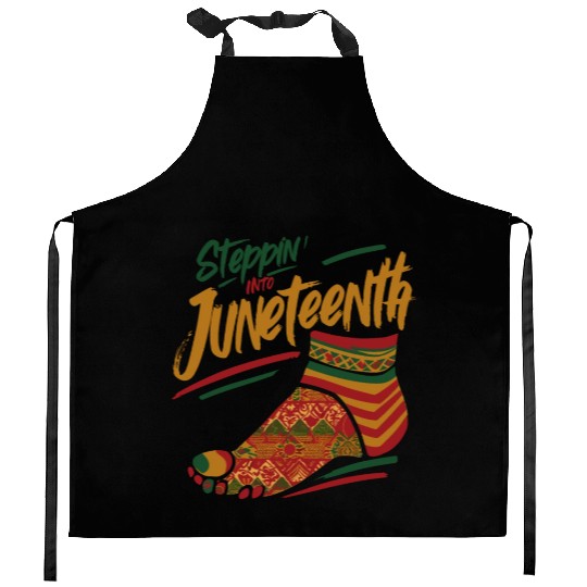 Stepping into juneteenth 1865 independence day Kitchen Aprons