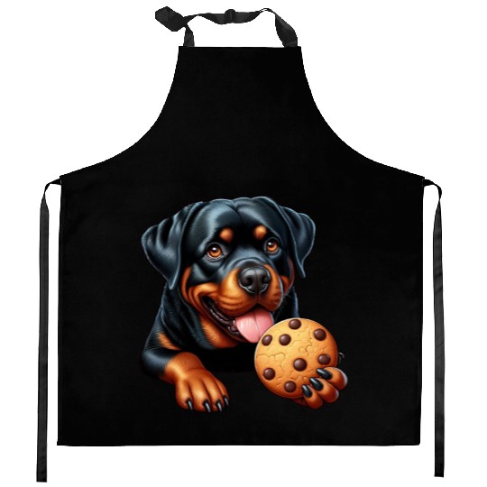 Rottweiler dog T-Rex cookie treat sweet Kitchen Aprons