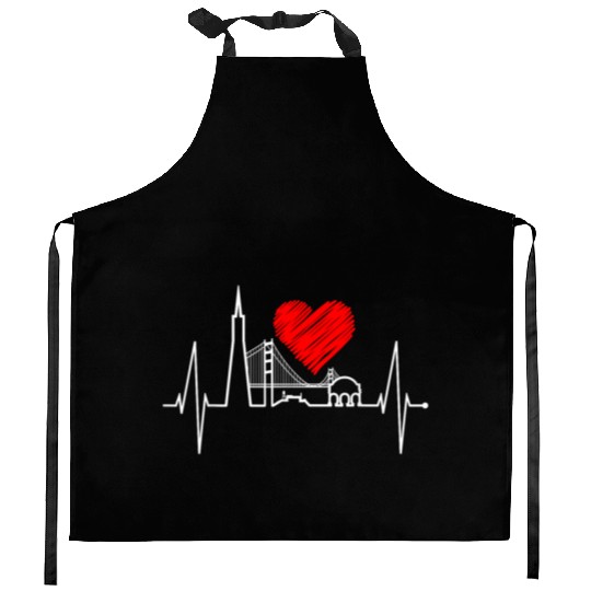 San Francisco Heartbeat Skyline California Kitchen Aprons