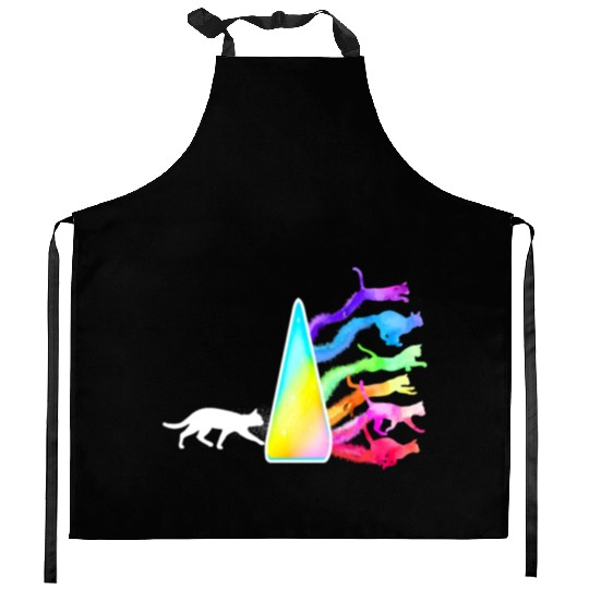 Funny Science Nerd, Geek Cat Physics Rainbow Kitchen Aprons