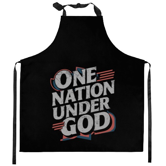 One Nation Under God Christian Pride Retro US Flag Kitchen Aprons