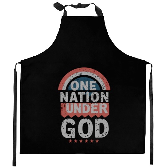 One Nation Under God Christian Pride Retro US Flag Kitchen Aprons