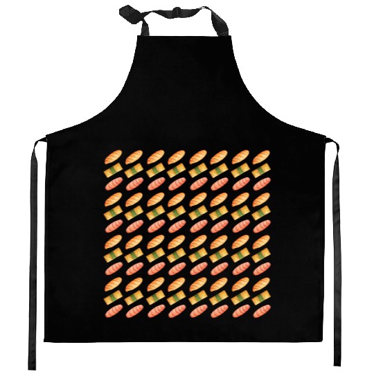 Watercolor illustration of sushi food pattern Kitchen Aprons
