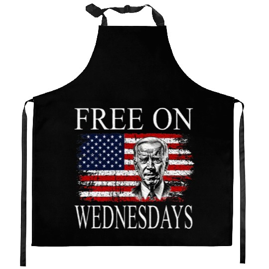 Free On Wednesdays US Flag Patriotic Joe Biden Kitchen Aprons