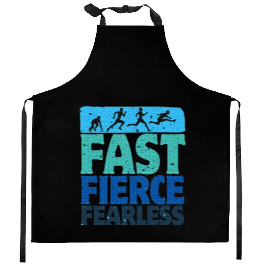 Fast Fierce Fearless Track And Field Lover Hurdles Kitchen Aprons