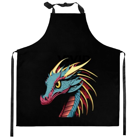 Minimalistic and Modern Dragon Design Kitchen Aprons