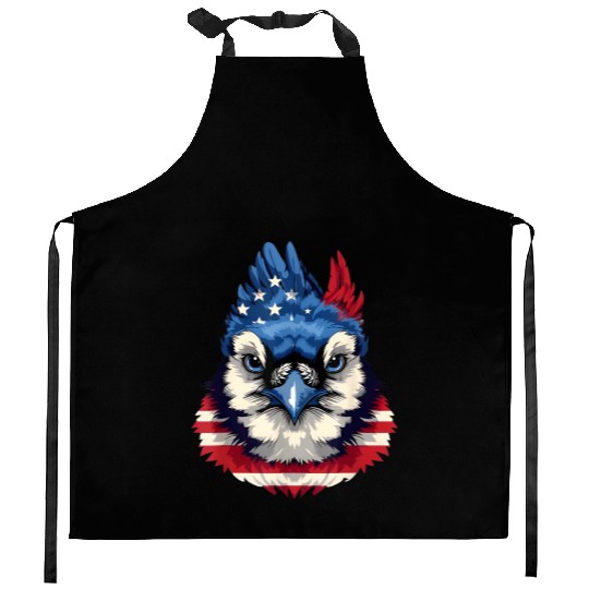 Patriotic Bird Face 4th Of July Kitchen Aprons