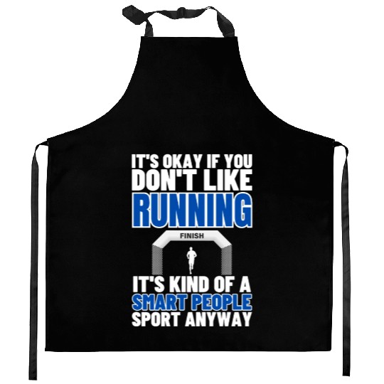 Running Is For Smart People Funny Marathon Kitchen Aprons