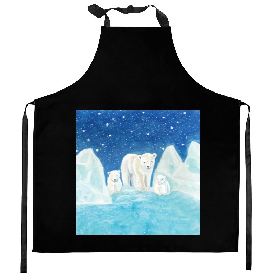 Polar Bears (Ursus maritimus) - Bear Mother & Cubs Kitchen Aprons
