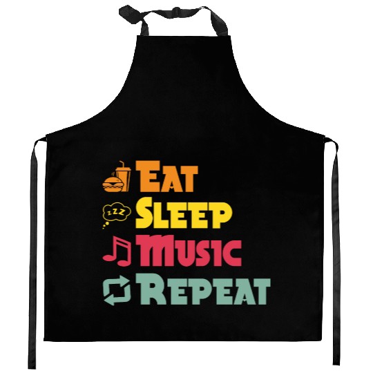 Eat Sleep Music Repeat Kitchen Aprons