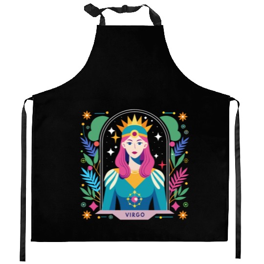 Floral Virgo Tarot Zodiac Graphic Kitchen Aprons