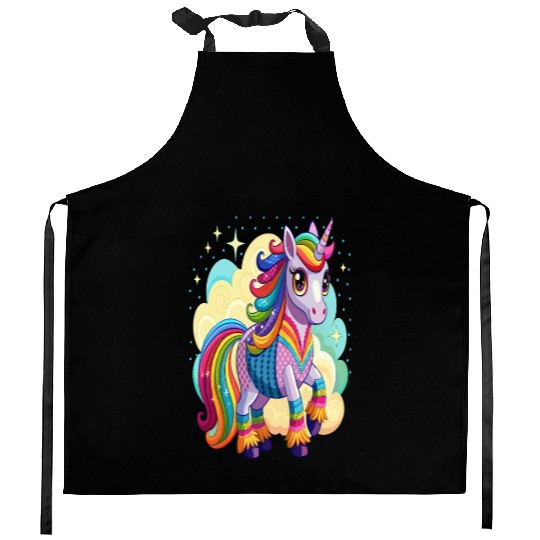 Crochet Rainbow Unicorn Kitchen Aprons