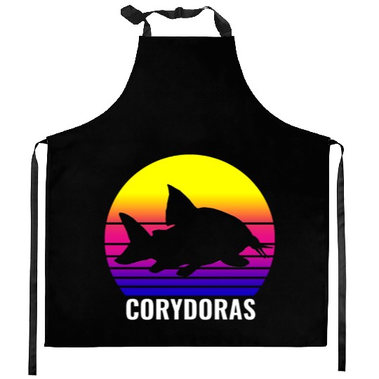 Corydoras Catfish Lovers Vintage Sunset Art Design Kitchen Aprons