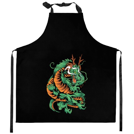 Angry Japanese Dragon Tattoo Kitchen Aprons