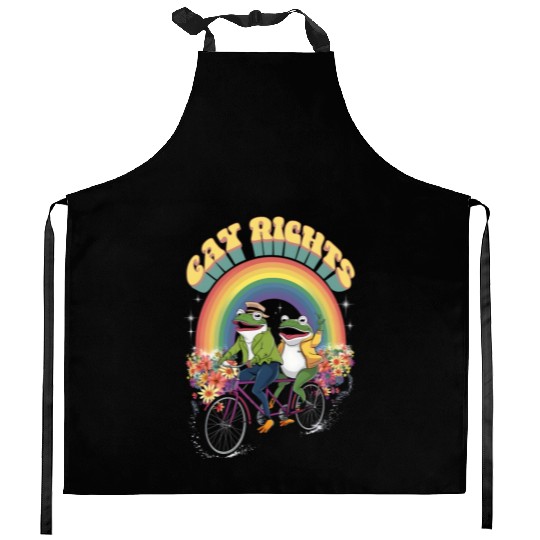Funny Frog Gay Rights LGBT Rainbow Pride Month Kitchen Aprons