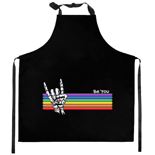 Be You, Rock Skull LGBTQ Proud Ally Gay Pride Kitchen Aprons