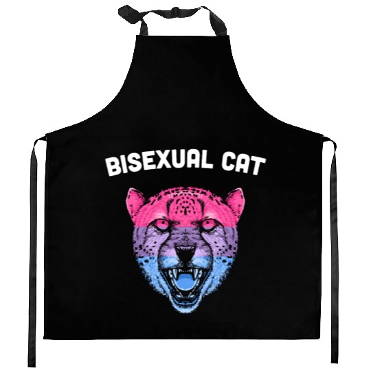 Bisexual Cat Bi LGBTQ Bi Pride LGBT Funny Animal L Kitchen Aprons