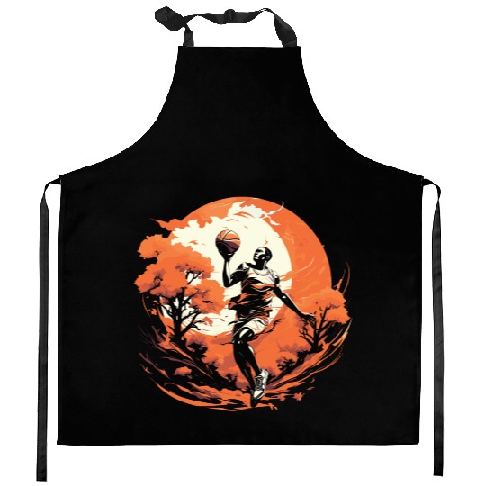 Basketball Player Training Against the Sunset Kitchen Aprons