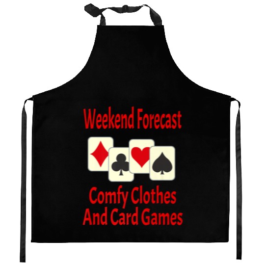 Weekend Forecast Card Player Funny Kitchen Aprons