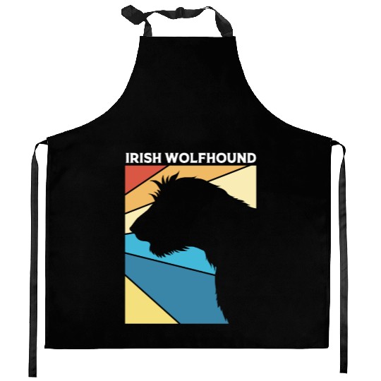 Retro 80s Irish Wolfhound Dog Silhouette Kitchen Aprons