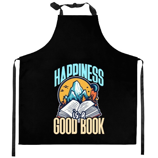 Literature Teacher Happiness Is A Good Book Reader Kitchen Aprons