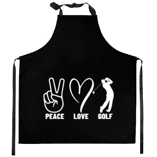Peace Love Golf Funny Golfing Kitchen Aprons