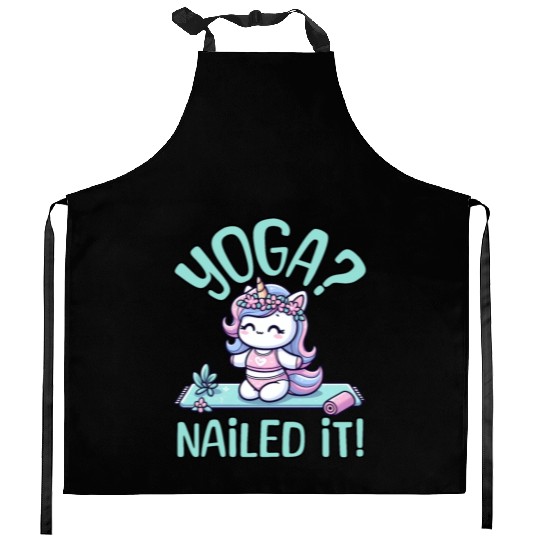 ADORABLE UNICORN YOGA FUN: YOGA NAILED IT Kitchen Aprons