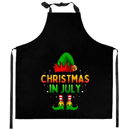 Christmas In July Santa Elf Kitchen Aprons