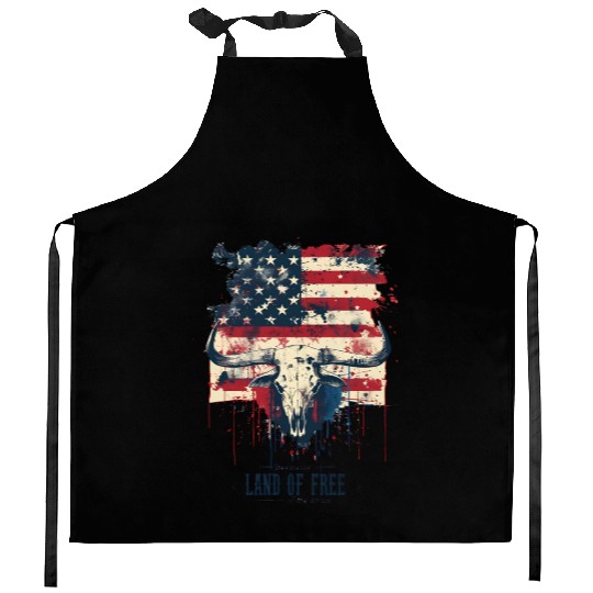 Land of the free because of the brave , 4 July Kitchen Aprons
