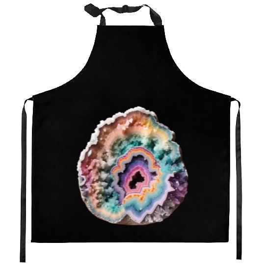 Fantasy Pastel Rainbow Geo Stone Crystal Kitchen Aprons
