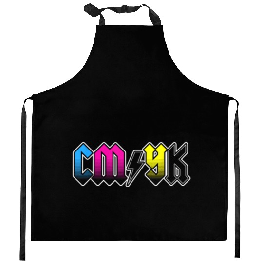CMYK Rock Band Graphic Designer Kitchen Aprons